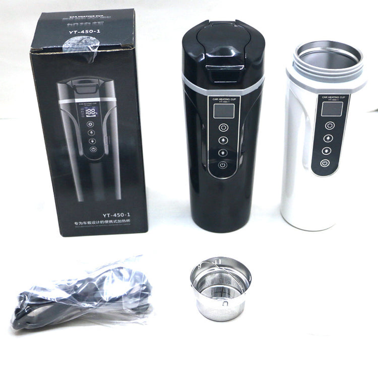 Portable Smart Heating Cup – Touch Display Insulated Bottle for Car & Travel