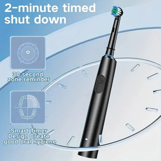 Toothbrush Electric Rechargeable Pro Rotating Brush Heads Timer Modes Usb