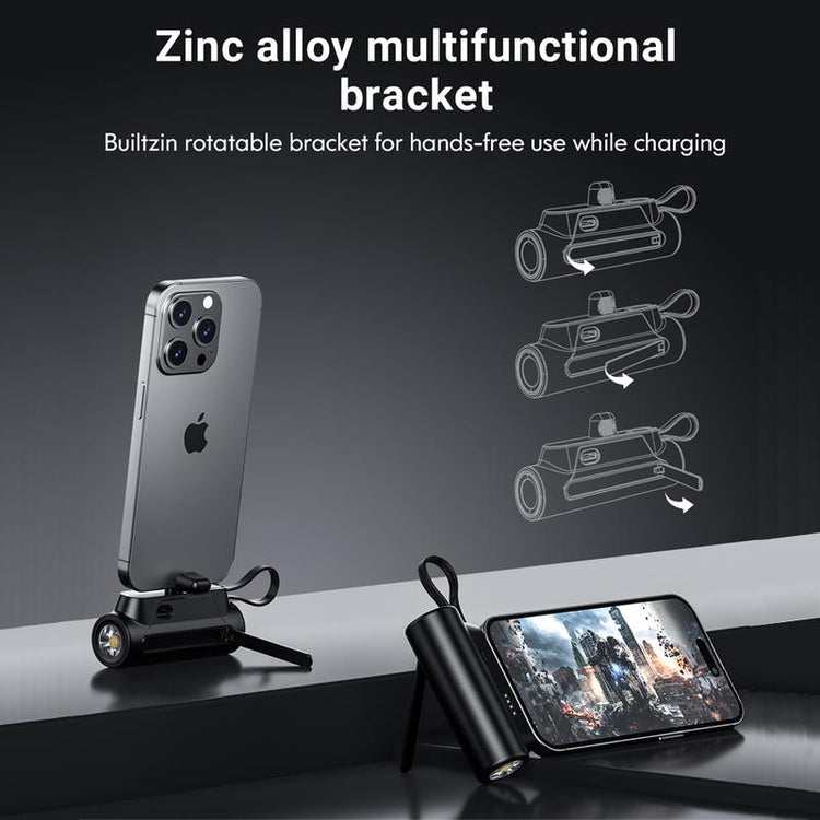Mother'S Day 8000Mah Portable Capsule Mobile Power Bank - Mini USB-C Charging with Dual Inputs and 18W Fast Charging Built-In Ultra-Bright Flashlight - Rechargeable Mobile Power with Stand for On-The-Go Use Plug and Play, for Apple, Android,Trip,Gift