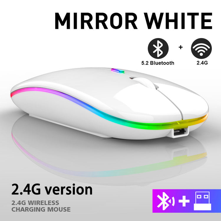 2.4G Wireless Mouse Rechargeable Bluetooth RGB