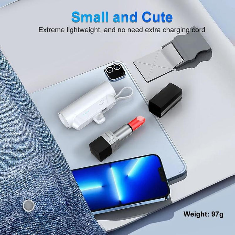 Mother'S Day 8000Mah Portable Capsule Mobile Power Bank - Mini USB-C Charging with Dual Inputs and 18W Fast Charging Built-In Ultra-Bright Flashlight - Rechargeable Mobile Power with Stand for On-The-Go Use Plug and Play, for Apple, Android,Trip,Gift
