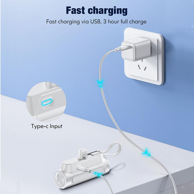 Mother'S Day 8000Mah Portable Capsule Mobile Power Bank - Mini USB-C Charging with Dual Inputs and 18W Fast Charging Built-In Ultra-Bright Flashlight - Rechargeable Mobile Power with Stand for On-The-Go Use Plug and Play, for Apple, Android,Trip,Gift