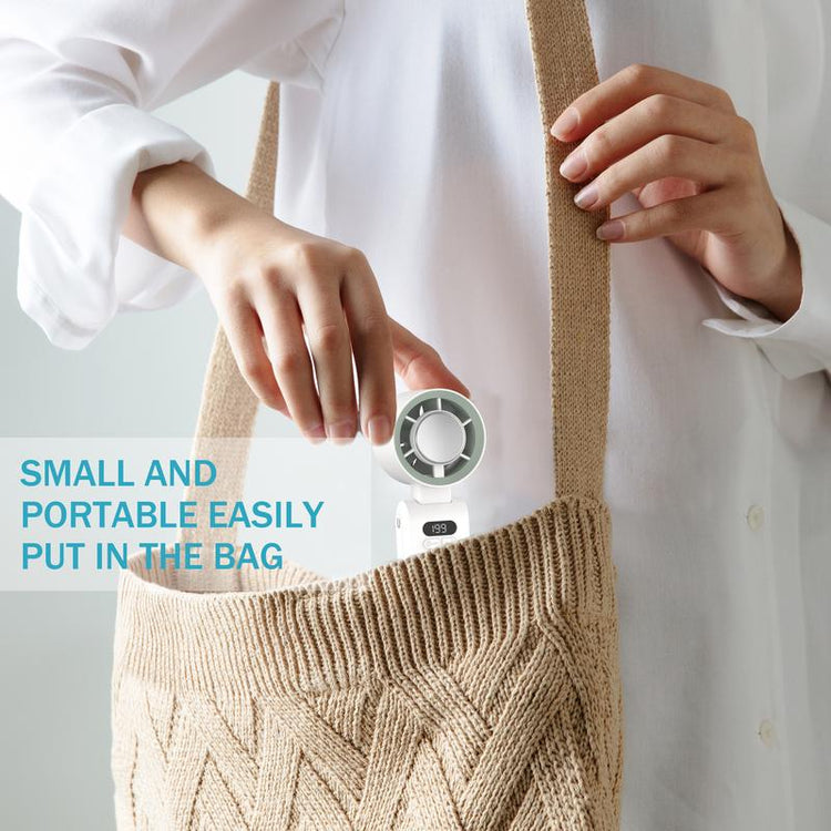 Handheld Portable Fan, 3600Mah High Speed Foldable Cooling Fan, 10H Max Cooling Time, Speed(1-199) Adjustable Turbo Fan with LED Display, 3-IN-1 Portable Fan for Travel, Gift