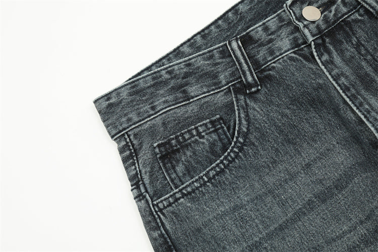 Men's Marble Pattern Washed And Worn Jeans