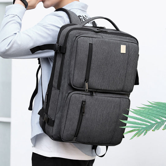 Men's Business Travel Solid Color Large Capacity Backpack