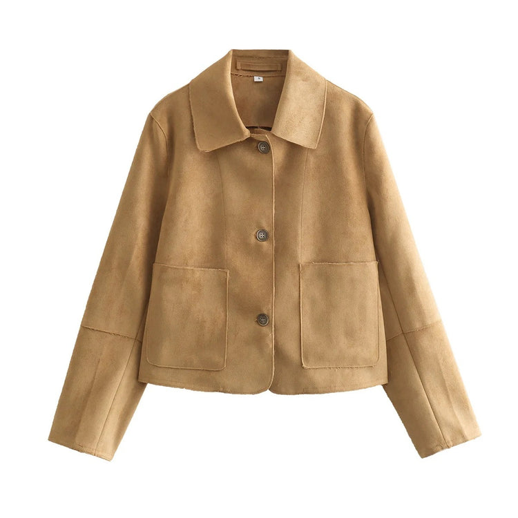 Suede Fabric Jacket Coat For Women