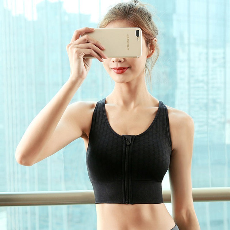 Women Zipper Sports Bras High-intensity Shockproof Underwear Running Fitness Vest Gym Workout