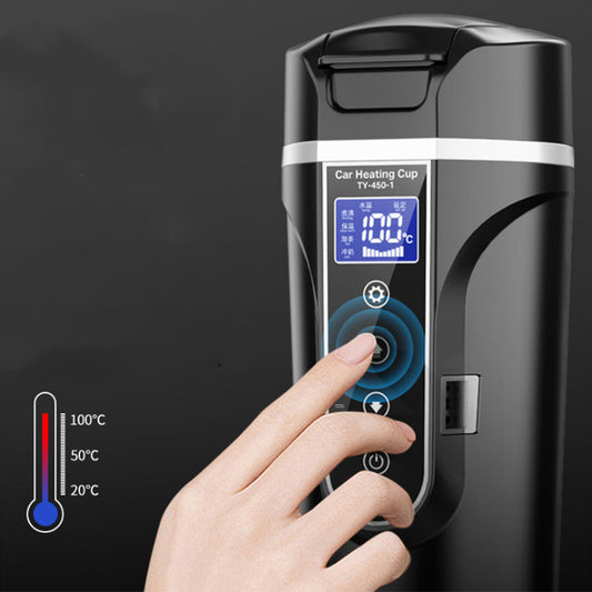 Portable Smart Heating Cup – Touch Display Insulated Bottle for Car & Travel
