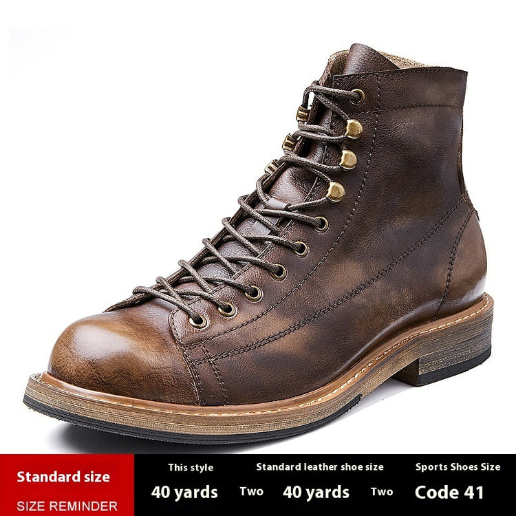 Vintage Genuine Leather Men's High-top Cowhide Worker Boot