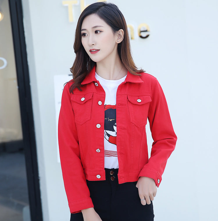 Candy color jacket long sleeve women jacket