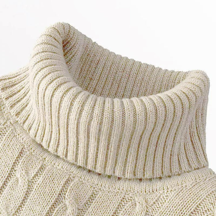 Twist Knitted Pullover Slim Fit Warm Top Solid Color