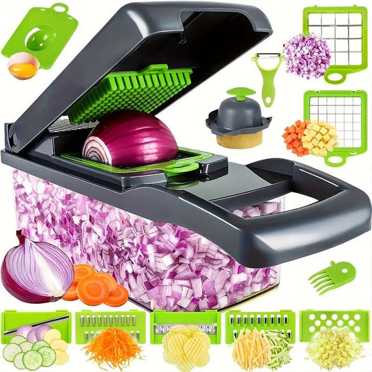 14 in 1 Multifunctional Vegetable Chopper, Durable Vegetable Slicer, Garlic Chopper, Onion Potato Grater,Vegetable Cutting Machine,Kitchen Accessories