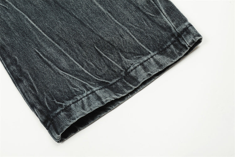 Men's Marble Pattern Washed And Worn Jeans