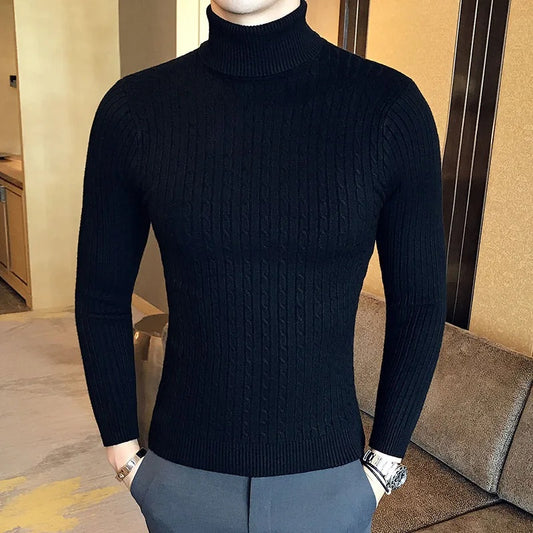 Twist Knitted Pullover Slim Fit Warm Top Solid Color