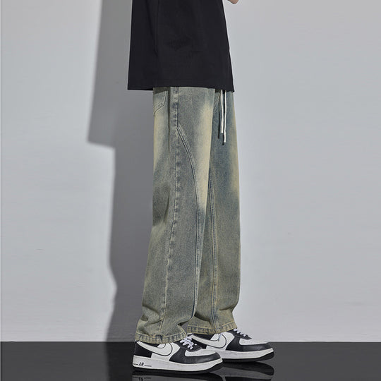 Spring And Summer Retro Distressed Straight Pants