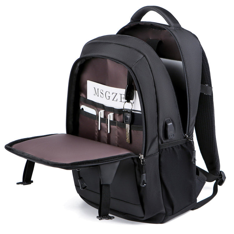 Fashion Men's Black Double-shoulder Backpack