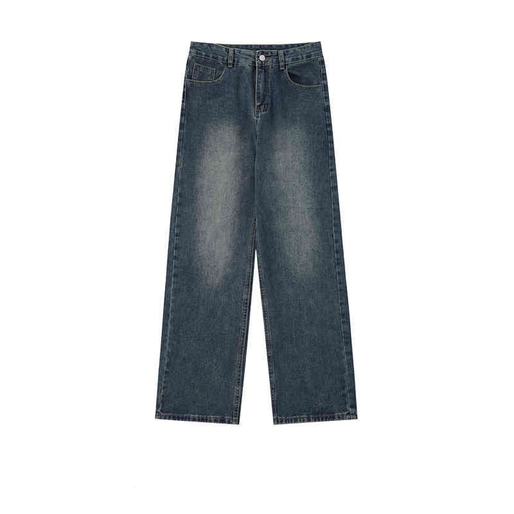 Retro Worn Looking Washed-out Straight Jeans Men's Loose Casual Pants