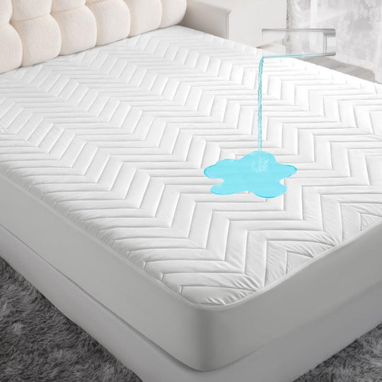 NTBAY Waterproof Mattress Protector, 100% Waterproof Fitted Sheet, Quilted Fitted Mattress Cover - Machine Washable - Soft and Breathable Mattress Pad Sheet, Springtok, Gift