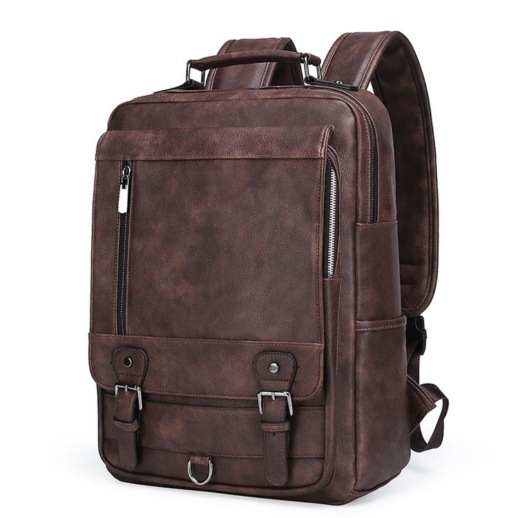 Men's Leather New Large Capacity USB Charging Backpack