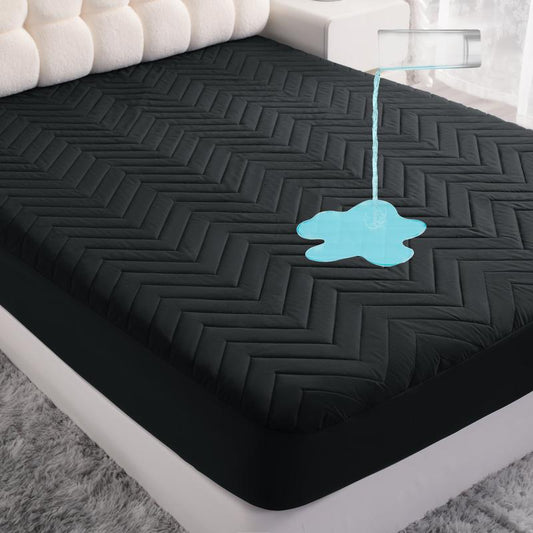 NTBAY Waterproof Mattress Protector, 100% Waterproof Fitted Sheet, Quilted Fitted Mattress Cover - Machine Washable - Soft and Breathable Mattress Pad Sheet, Springtok, Gift