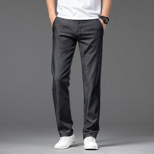 High-end Lyocell Jeans Men's Thin Straight