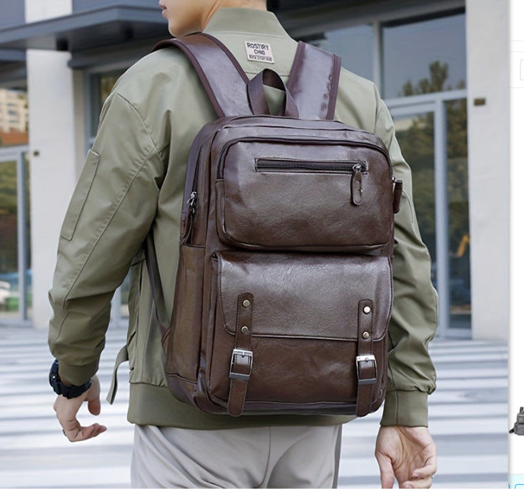 High-end Leather Texture Business Large Capacity Backpack