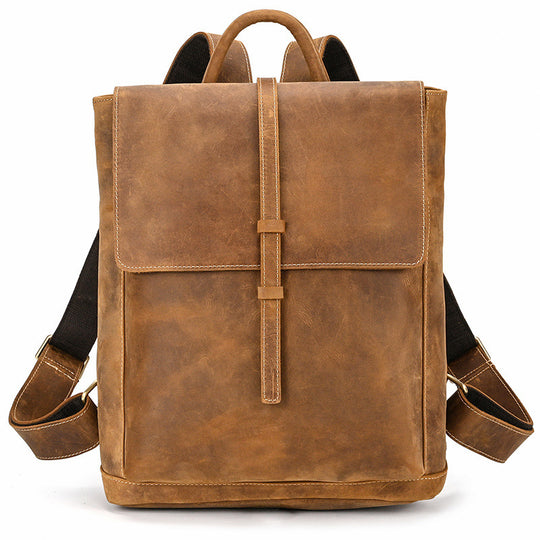 Crazy Horse Leather Backpack Men's Retro Outdoor Bag