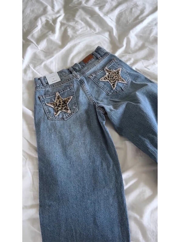 American Vintage Leopard-print Star-embroidered Jeans