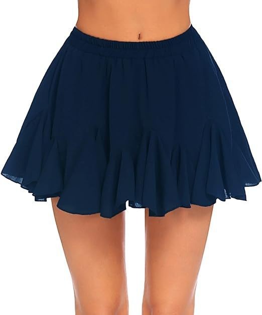 Skirt A- Line High Waist Pleated Mini Elastic Waist