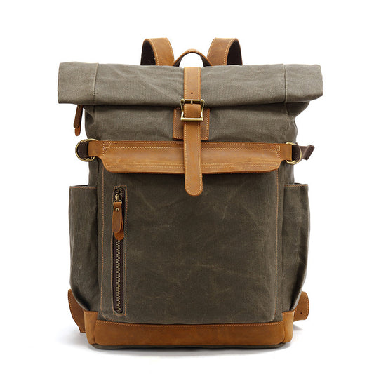 Backpack Crazy Horse Leather Leisure Travel Bag Men's Backpack Oil Wax Handheld Canvas Computer