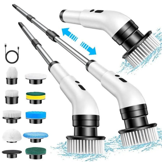 Spring Cleaning Must-Have,Electric Spin Scrubber with 9 Brush Heads,Dual Speed & Extendable Handle,Waterproof & 100-Min Battery,Cordless All-In-One Cleaning Kit for Bathroom & Kitchen ,Thoughtful Mother’S Day Gift