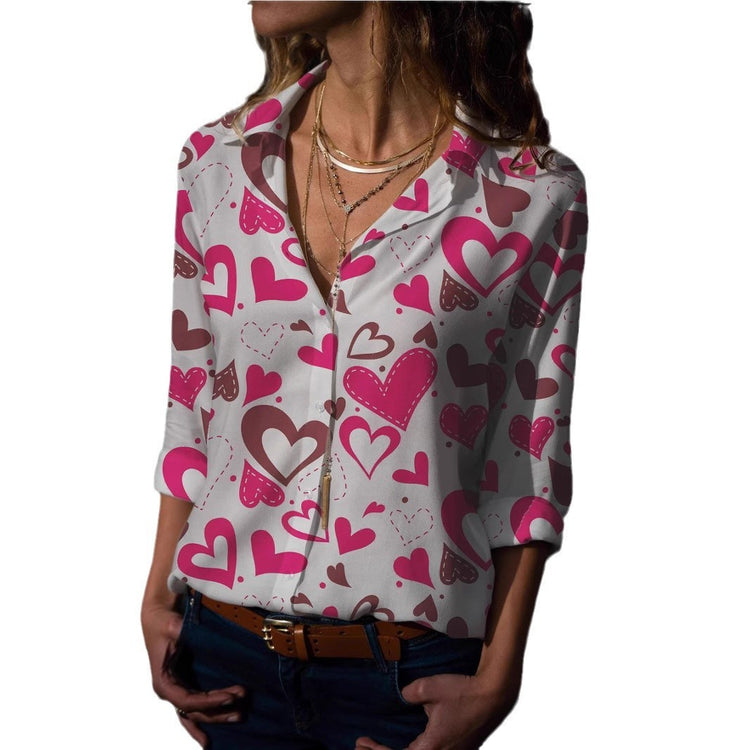 Fashion Digital Printing Long-sleeved Shirt Love