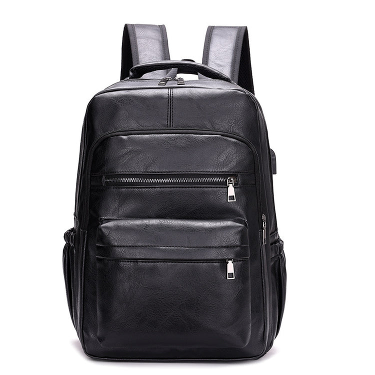 New PU Casual Large Capacity Multi-functional Retro Leather Backpack