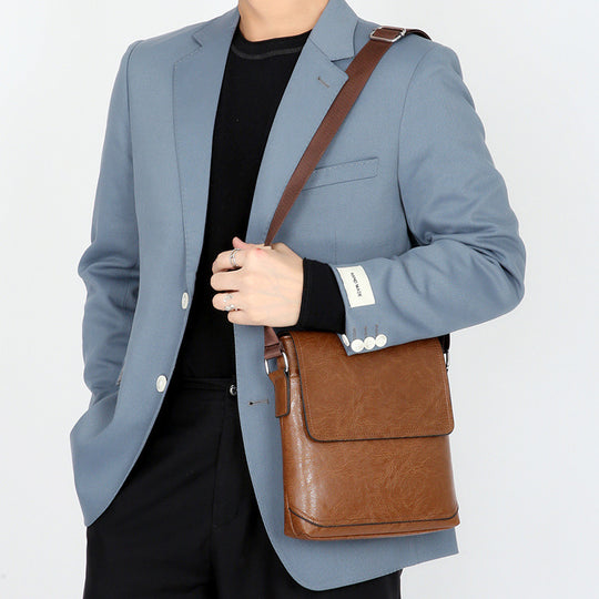 Casual Simple Business Leather Waterproof Men's Bag