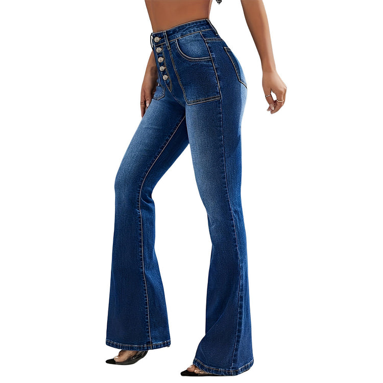 New Micro Pull American Jeans High Waist Single Breasted