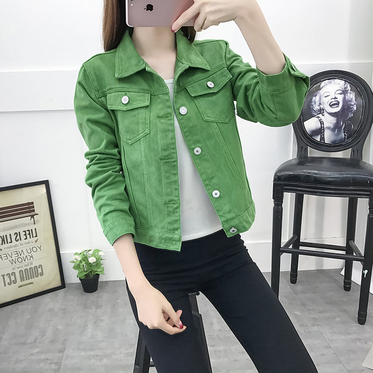 Candy color jacket long sleeve women jacket