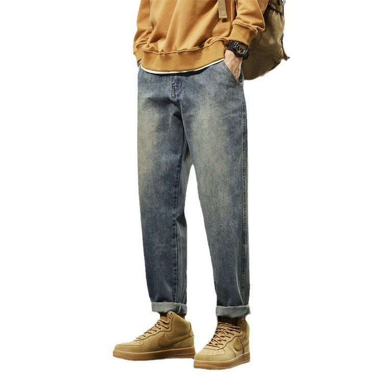 Retro Denim Pants Men's Straight Loose