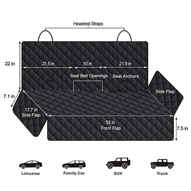 Dog Car Seat Cover Pet Safety Protector Mat Rear Back Hammock 600D Waterproof UK