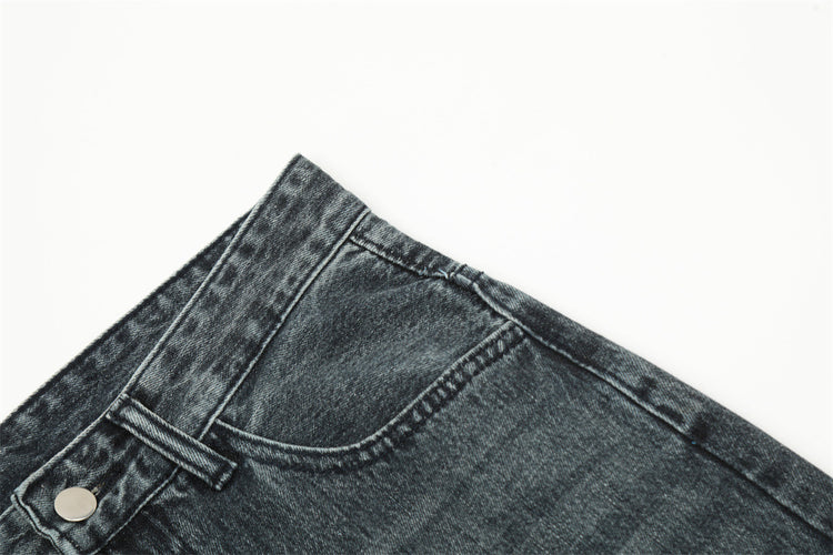 Men's Marble Pattern Washed And Worn Jeans