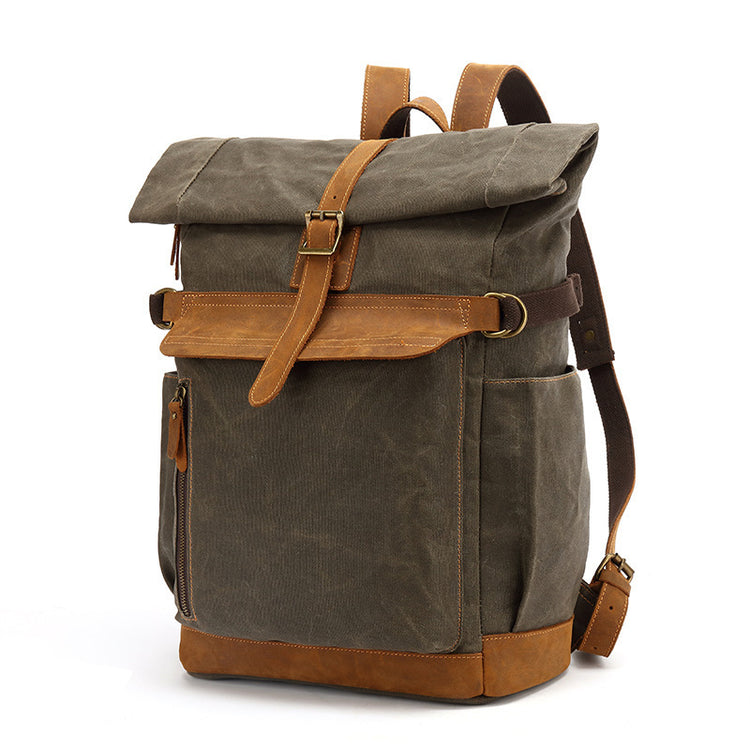 Backpack Crazy Horse Leather Leisure Travel Bag Men's Backpack Oil Wax Handheld Canvas Computer