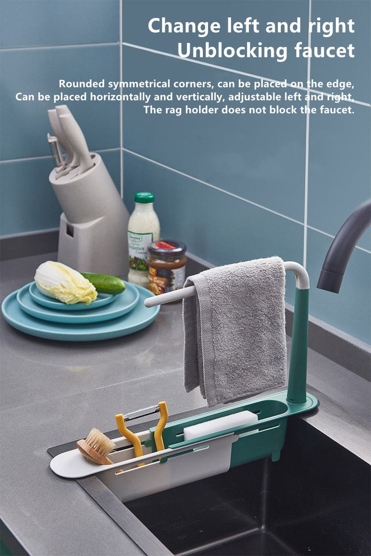 Telescopic Sink Rack -  Keep Your Sink Clean & Organized!