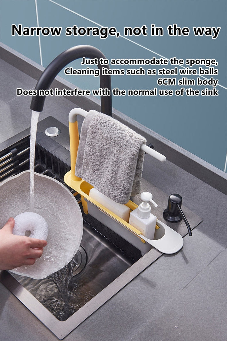 Telescopic Sink Rack -  Keep Your Sink Clean & Organized!