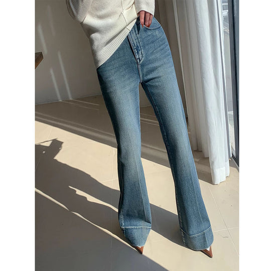 French Style Temperament Retro Washed Jeans For Women