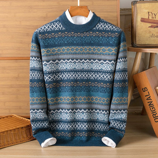 Men's Pullover Thickened Striped Sweaters Bottoming Shirt