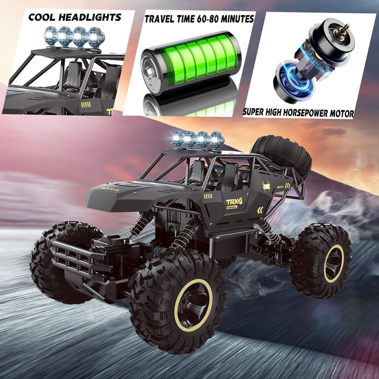 UK  Rc Car Rock Crawler Rechargeable Off Road Truck 4WD , Metal Shell LED Headlights RC Remote Control Off Road Car Truck,Logistics Is Randomly Sent By EVRI,DPD,Amazon Logistics,Royal Mail