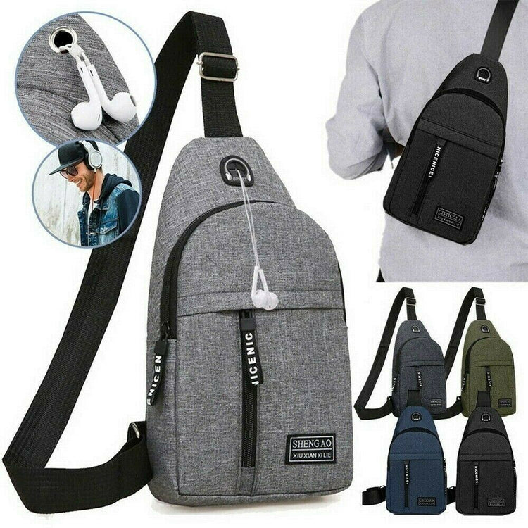 Mens Chest Bag Pack Outdoor Travel Sport Shoulder Sling Backpack Cross Body Bags