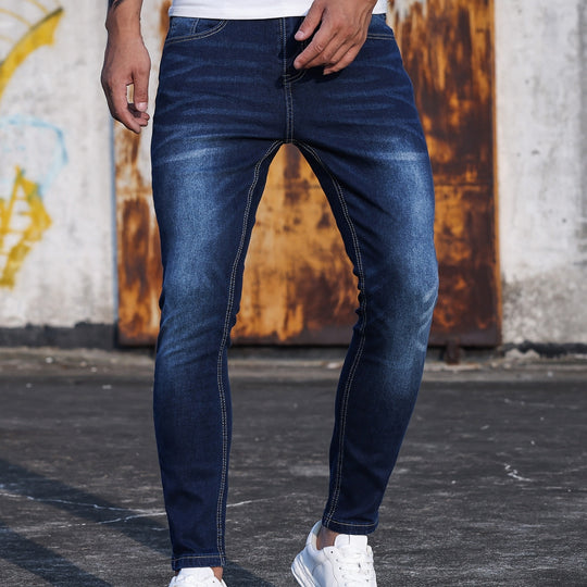 Men's Blue Stretch Skinny Denim Pants