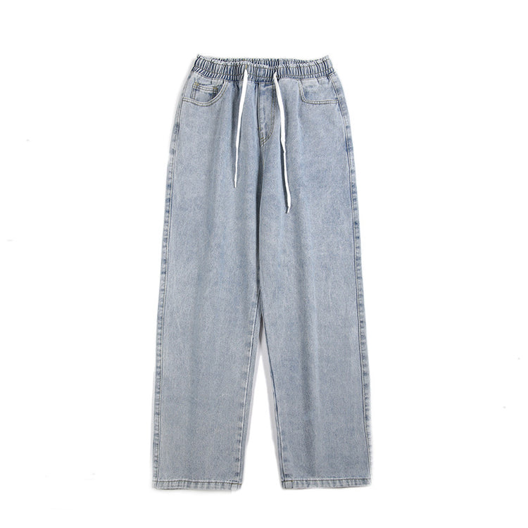 Elastic Waist Loose Straight Drooping Mop Pants