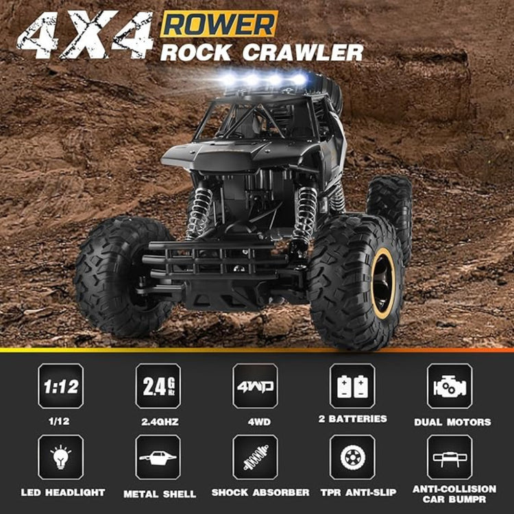 UK  Rc Car Rock Crawler Rechargeable Off Road Truck 4WD , Metal Shell LED Headlights RC Remote Control Off Road Car Truck,Logistics Is Randomly Sent By EVRI,DPD,Amazon Logistics,Royal Mail