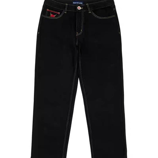 Devil And Beauty Jeans Men's Casual Loose Straight Trousers